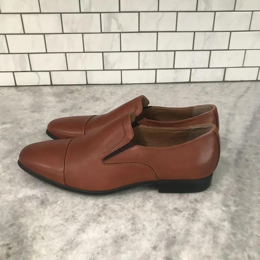 Giorgio Brutini Shoes Mens Size 10M Brown Leather Slip On Loafers Cap Toe